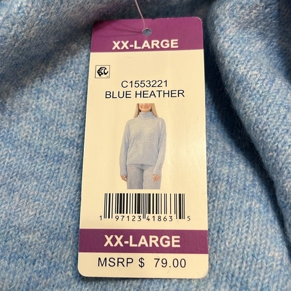 NWT Vince Camuto Women's Long Sleeve Tight Knit Turtleneck Sweater  Blue Heather - Picture 4 of 6